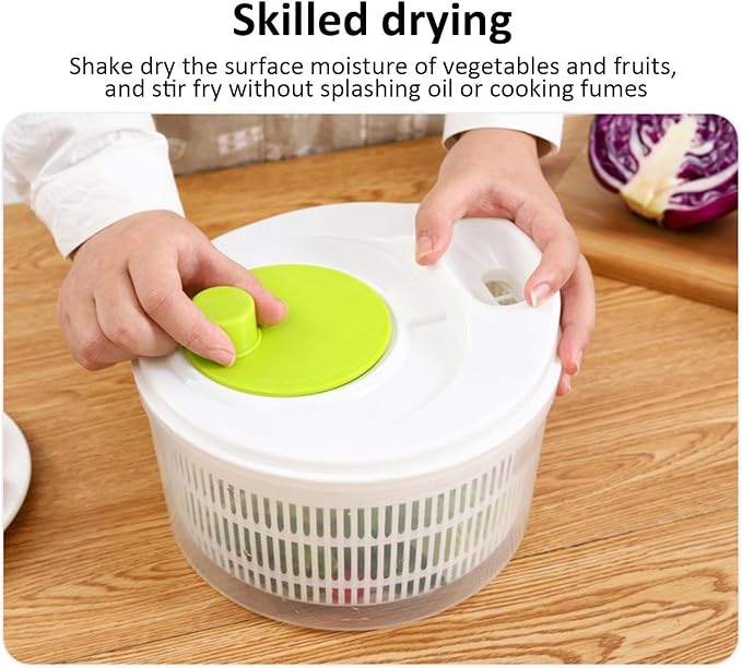 Salad Spinner, Vegetable Washer Dryer Drainer Strainer, Lettuce And Produce Dryer With Bowl, Colander And Built In Draining System For Fresh, Crisp,Salad And Produce