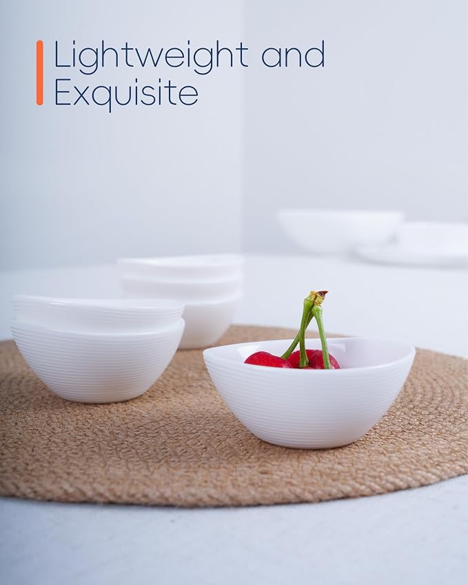 3 OZ White Dipping Bowl Set of 6, 3.5 Inch Opal Glass | Mini pinch bowls for soy sauce, ketchup, BBQ, sushi, bread and condiments, ideal for parties and everyday serving
