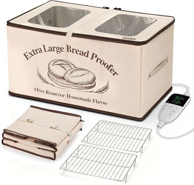 XL Bread Proofing Box Foldable Bread Proofer 23.6" Long Sourdough Warmer | NTC Temp Control 68-122°F, 0-48H Timer, 3-Side Heating, Honeycomb 6-Layer Insulation, Fits Multiple Doughs