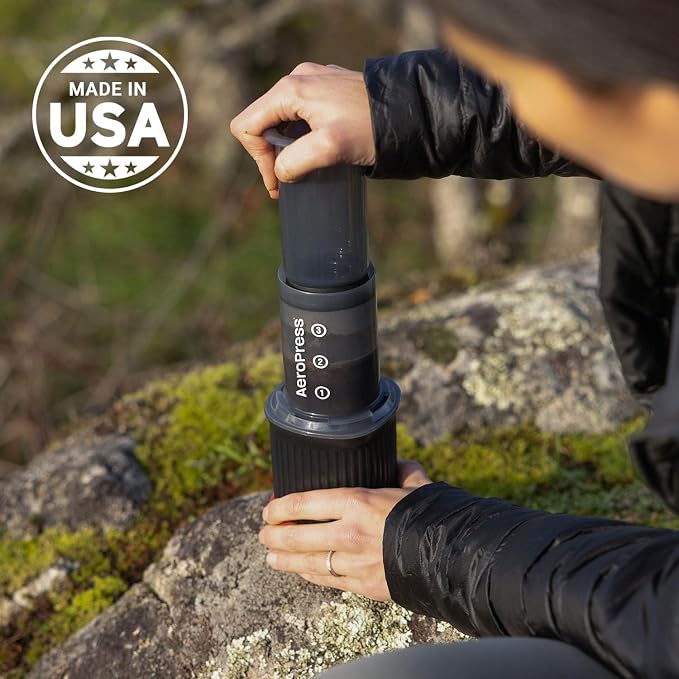 AeroPress Go Extra Small Portable Coffee Maker Kit | Travel, Hiking & Camping, All-in-One French Press, Pour-Over & Espresso Style Manual Brewer, 2 Min Brew