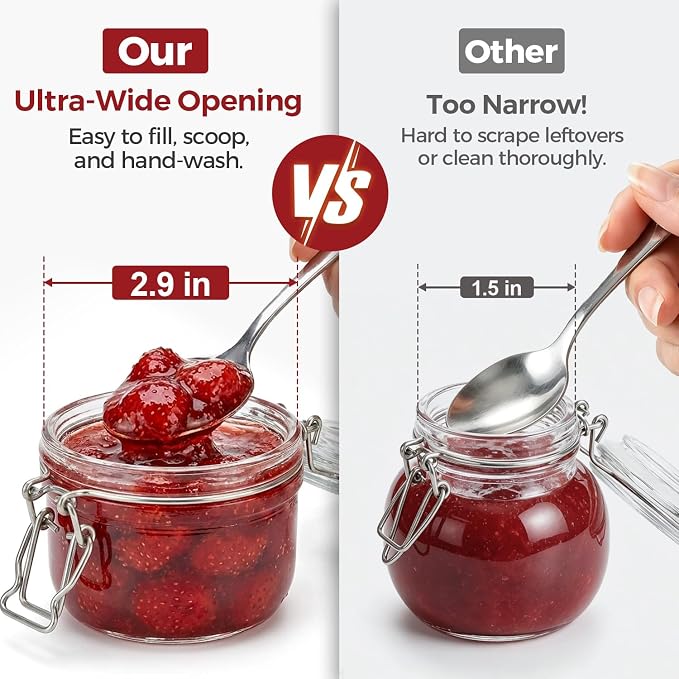 Small Glass Containers with Airtight Lids 4 oz 6 Pack Mini Jam Jars | Small Size, Labels Included, Jam Jelly Honey Jar, Wedding Favors,Handmade Candles,Diy Crafting,Leak Proof,BPA-Free