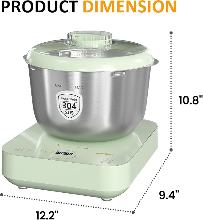 Sunvivi 5.2QT Electric Dough Maker with Ferment Function | Dough Mixer with Weighing Function, Household Bread Maker Flour Kneading Machine with Stainless Steel Bowl, Touch Panel