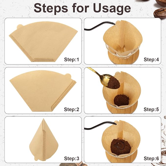 100 Count #4 Cone Coffee Filters 8-12 Cup Compatible with Ninja Maker | Unbleached, Disposable, Natural Wood Pulp Coffee Filters Compatible with Ninja, Pour Over and Drip Coffee Maker