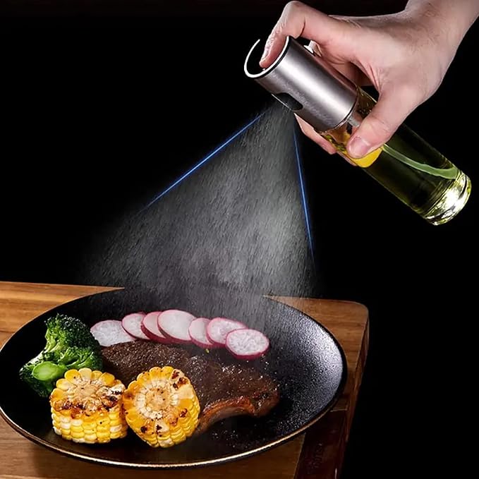 Oil Sprayer for Cooking, 100ml Olive Oil Sprayer Mister for Air Fryers, Oil Spray Bottle, Vinegar Soy Sauce Dispenser, Oil Mister with Stainless Steel Cap, for Baking Roasting Frying Use
