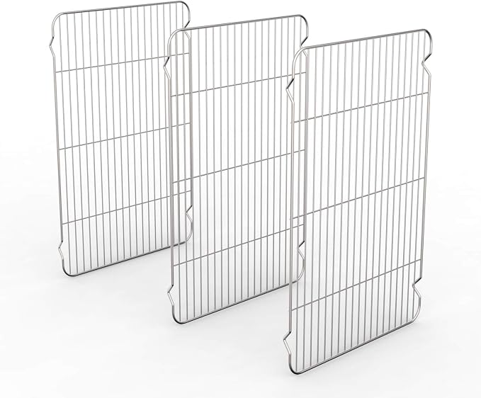 Cooling Rack Set of 3, Baking Rack Stainless Steel Wire Rack for Baking Cooking Roasting Grilling Cooling, 15” x 11” x 0.5” Wire Racks, Fit Various Size Cookie Sheets Oven