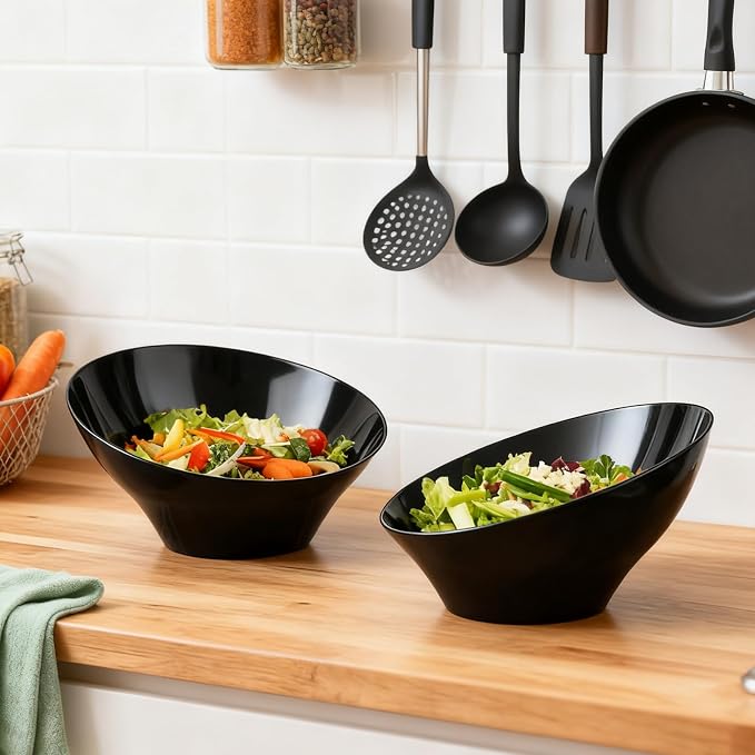 Bestluck 20 Oz Black Plastic Party Bowls, 12 Pack | Disposable Snack Bowls for Chips, Candy, Salad, Snacks & Fruit, Perfect for Parties, Buffets & Everyday Use