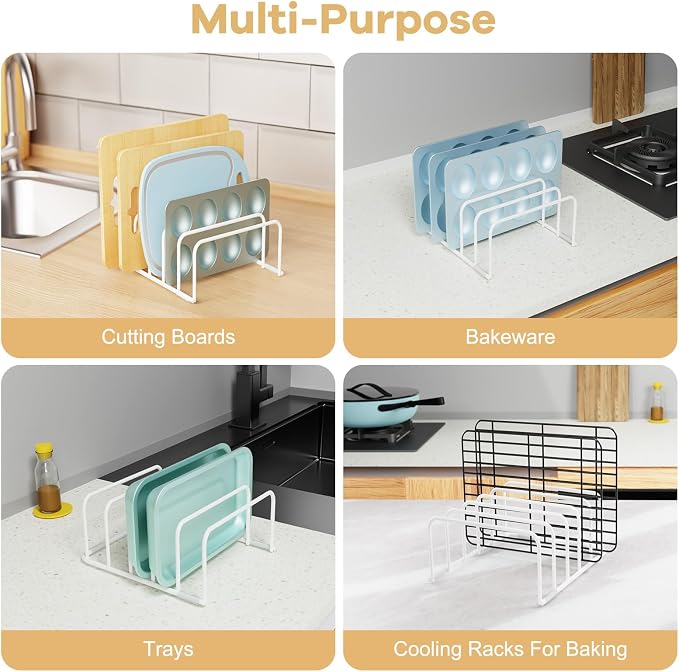 Fikoksol Cutting Board Organizer Storage, Baking Sheet Rack under Cabinet | Heavy Duty Cookie Sheet Organizer, Metal Cutting Board Holder, Space-saving Plate Holder for Cabinet, Tray Divider for Drawer