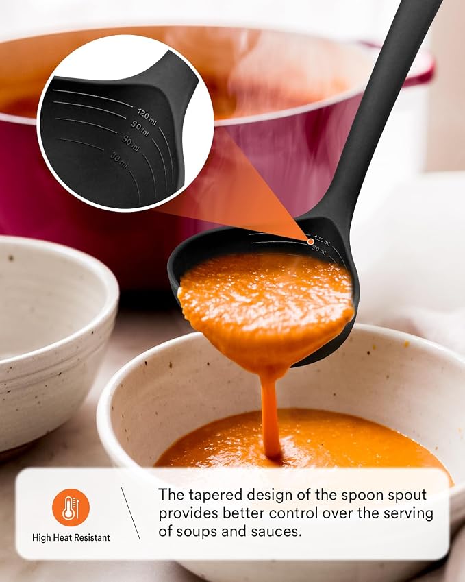 13PCS Silicone Kitchen Utensils Set for Nonstick Cookware, Black | Food Grade, Heat Resistant Kitchen Utensil Spatula Set, Wooden Handles Kitchen Gadgets Tools Set