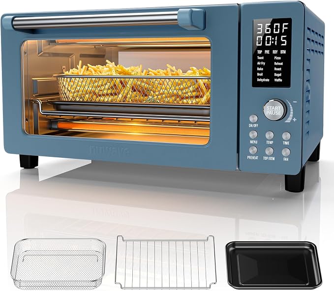 Nuwave Bravo Pro Convection Air Fryer Toaster Oven Combo | 2026 New Improved,10-in-1, 50°-450°F Control, Quick Even Crisp Tech, 21Qt, PFAS Free, Cozy Blue