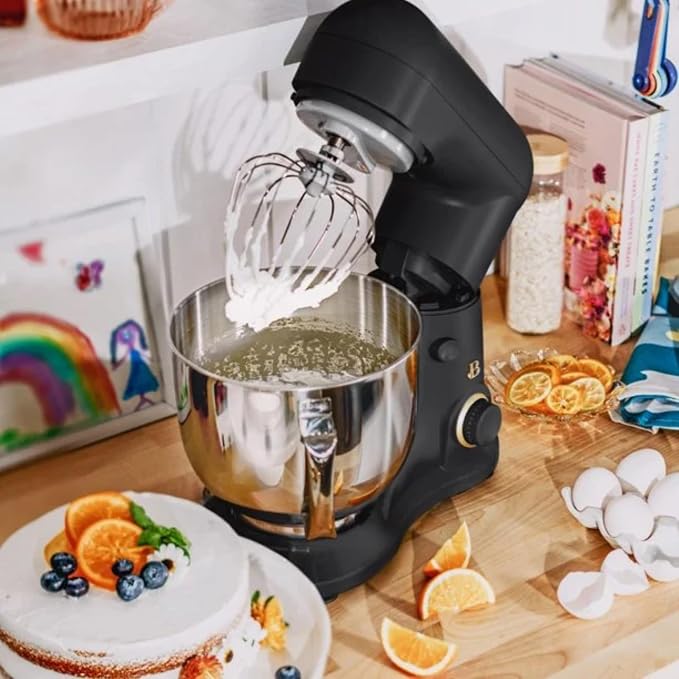5.3 Qt Stand Mixer, 300W Electric Kitchen Mixer with 12 Speeds, Tilt Head Design, Stainless Steel Bowl, Dough Hook Whisk Beater Splash Guard (Black Sesame)