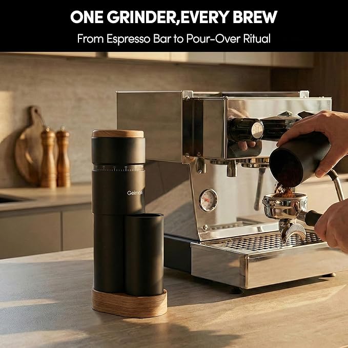 Burr Coffee Grinder,Wirsh Portable Electric Grinder Geimori T38 Plus,Espresso Grinder with Conical Burr,Stepless Grind Settings from Fine to Coarse for Espresso,Drip,French Press,Home&Travel Use