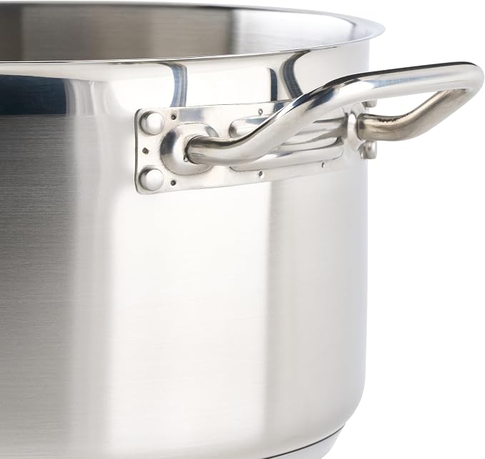 Winco 10 qt Stainless Steel Sauce pan with Cover | Heavy-duty, Tri-ply construction, Helper handle, Great for Cooking and Food Preparation