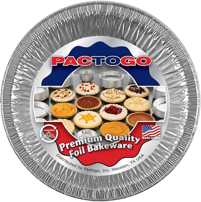 9" Aluminum Foil Pie Pan 1" Medium Deep with Clear Dome Lids - Premium Quality Made in USA (Pack of 200 Sets)