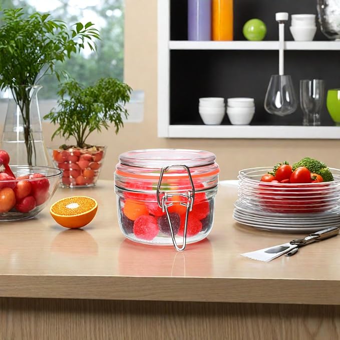 5 oz Glass Jars with Lids, 6 Pack Small Glass Jars with Airtight Lid | Mini Glass Food Storage Container, Glass Spice Jars with Airtight Lids for Kitchen Canning, Honey, Nuts, Snacks, Jelly