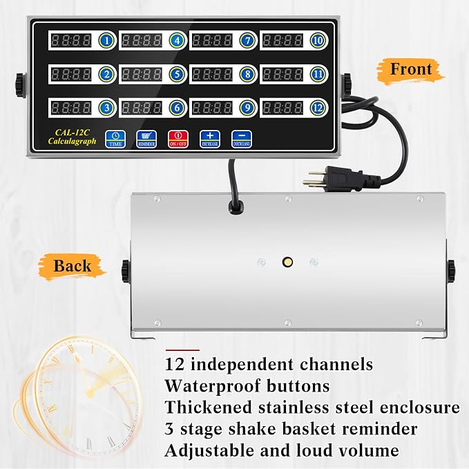 Relaxweex 2 Pack 12 Channel Kitchen Timers for Cooking, Commercial Digital Kitchen Timer with Loud Alarm, Large LCD Display, Restaurant Fryer, Chef, Baking Supplies