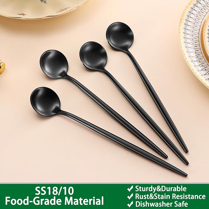 DEHOV 4 PCS 6.7 Inches Satin Black Stainless Steel 18/10 Coffee Spoons,Iced Tea Spoon,Espresso Stirring Spoons,Matte Black SS304 Teaspoons,Dessert Spoon,Long Coffee Spoons accessories
