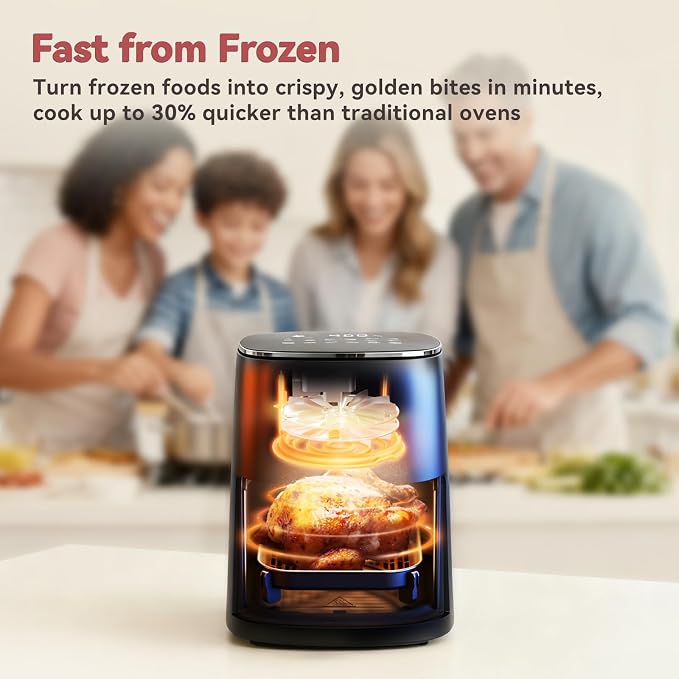 CARORI 6 Qt Air Fryer with Viewing Window, 12 Presets and DIY Mode, 1700W, 400°F Max, Large Nonstick Dishwasher-Safe Basket, Bake, Roast, Reheat, Dehydrate, Black