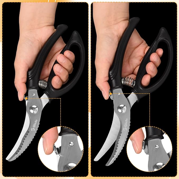 Gisde Heavy Duty Poultry Shears Kitchen Shears for Food Kitchen Scissors All Ppurpose Heavy Duty Scissors for Chicken, Meat, Bone, Poultry, Spring Loaded, Dishwasher Safe