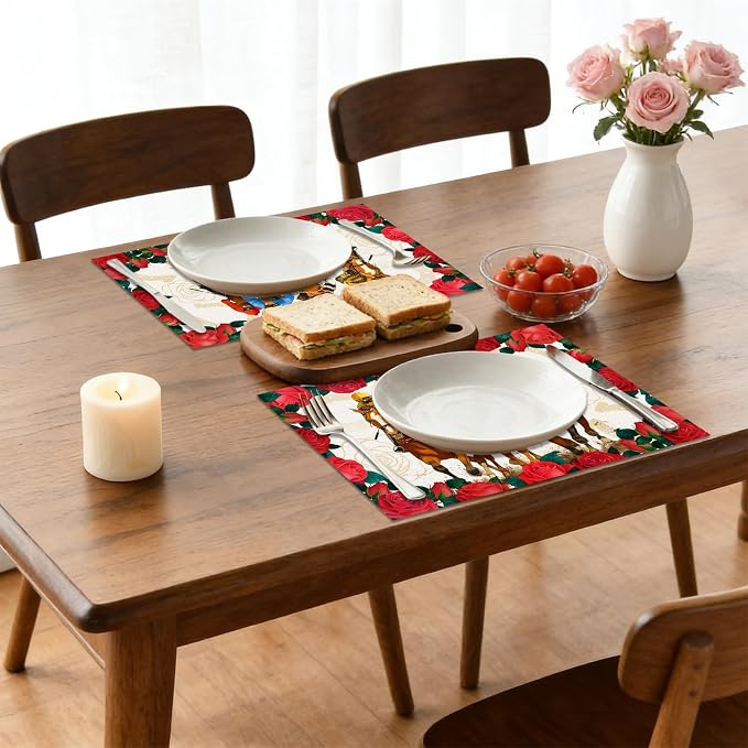 50 Pack Kentucky Horse Disposable Paper Placemats, 11x16 Inches Table Mats | Horse Racing Rose Floral Table Mats, Race Day Party Decorations, Horse Race Themed Party Supplies