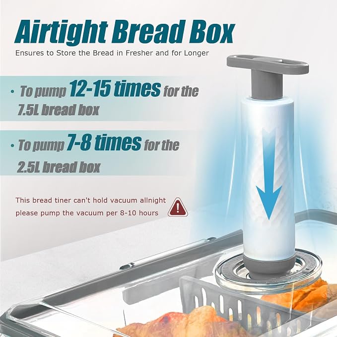 7.5L Bread Storage Container,Large Bread Box,Grey | Airtight Bread Box,Time Recording Lid, Extra Capacity,For Kitchen Countertop,Bread Storage Container,Homemade Breads Toast