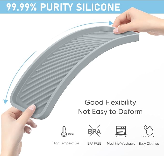 Kitchen Sink Organizer Tray,2 Pack Silicone Sponge Holder for Sink Bathroom | Silicone Soap/Sink/Drip Tray, Small Mats for Kitchen Counter, Soap Dish Tray for Dispenser Bottle, Dishwashing Accessories