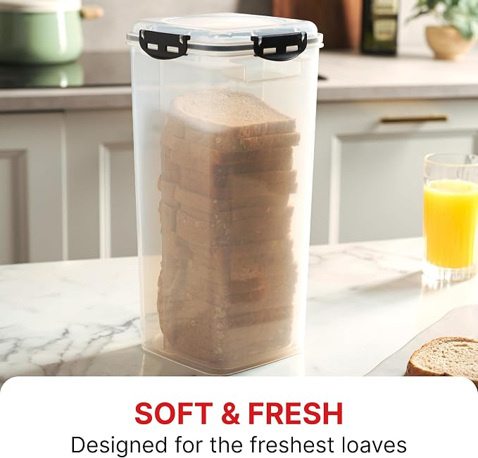 Tafura Bread Containers, 2 Pack, Airtight BPA-Free Bread Storage Boxes | Includes two reusable units for keeping homemade or store-bought loaves fresh while saving kitchen space.