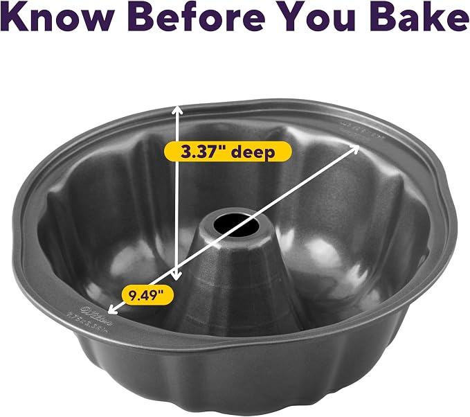 Wilton Gold Non-Stick Fluted Tube Pan, Stainless Steel, 9.49 in. | Non-Stick Steel with Scratch-Resistant Coating, Resists Warping, Dishwasher Safe, Perfect for Bundt & Fluted Tube Cakes