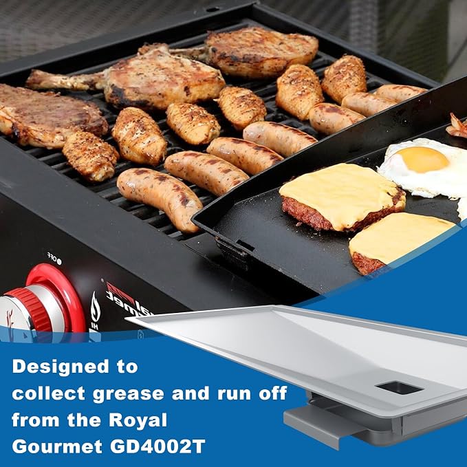 Grill Grease Tray Replacement for Royal Gourmet GD4002T 4-Burner Grill | Enameled steel drip pans. Rustproof, heat-resistant. Catches grease, prevents flare-ups. Smooth drainage, no clogging.