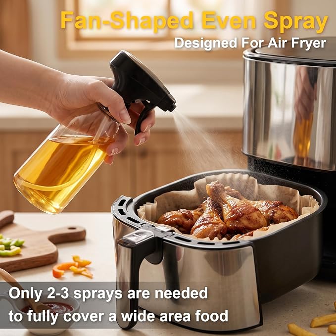 gmisun Oil Sprayer for Cooking, 6 Pcs Food-Grade Plastic Olive Oil Spray Bottle, 10 Fl Oz Oil Spritzer Mister, Refillable Oil Dispenser for Avocado, Olive, Coconut Oils, Vinegars, Kitchen Cleaner