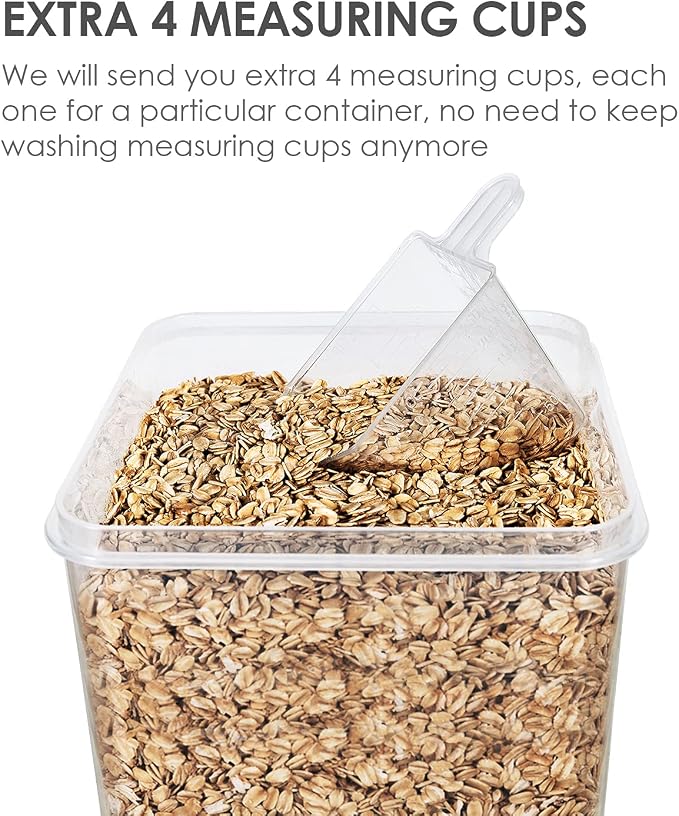 Vtopmart Extra Large Airtight Food Storage Containers, 6.5L, 4 Pcs | For Bulk Flour and Sugar Storage, Airtight Seal, Multiple Sizes, BPA Free, Food Grade Material, Dishwasher Safe (Not Lids)