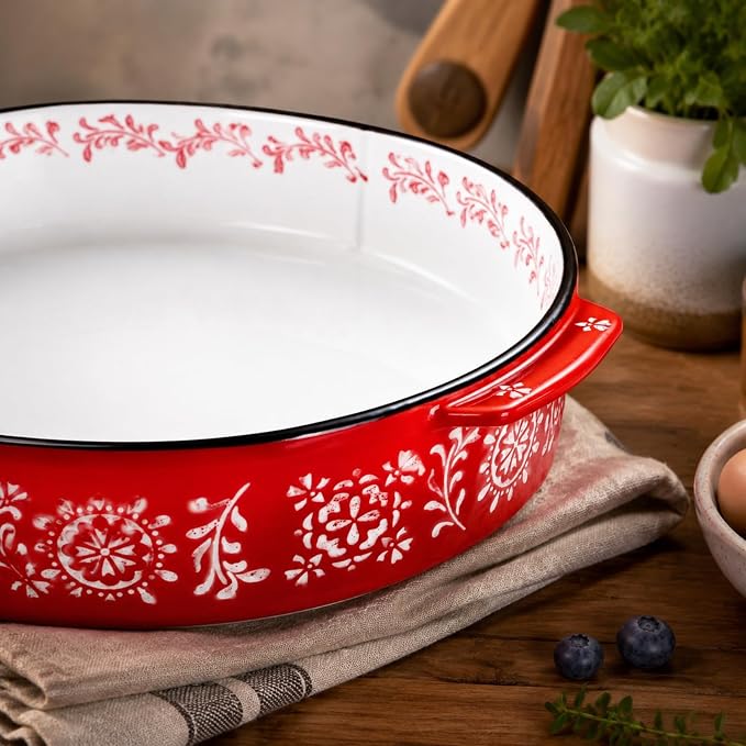 Covzoe 2 Pack Ceramic Pie Pan with Handle, 9 Inch Non-Stick Pie Plate | 44 Oz Deep Fluted Pie Dish for Baking, Pies, Quiche, Thanksgiving, Housewarming Gift, Microwave Dishwasher Safe