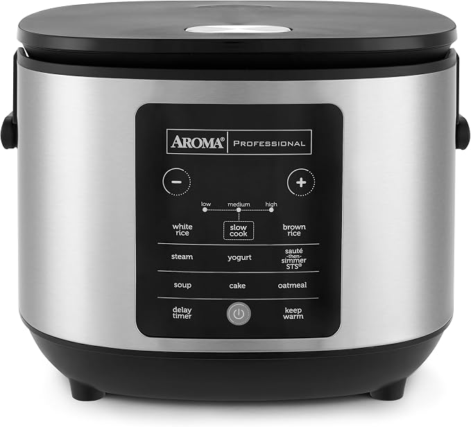 AROMA® 6-Cup (Uncooked)/ 12-Cup (Cooked) Slow Cook Rice Cooker and Brown Rice Cooker with Lift-Out Pot Handles and Silicone Storage Lid, PFAS-Free Ceramic Coating
