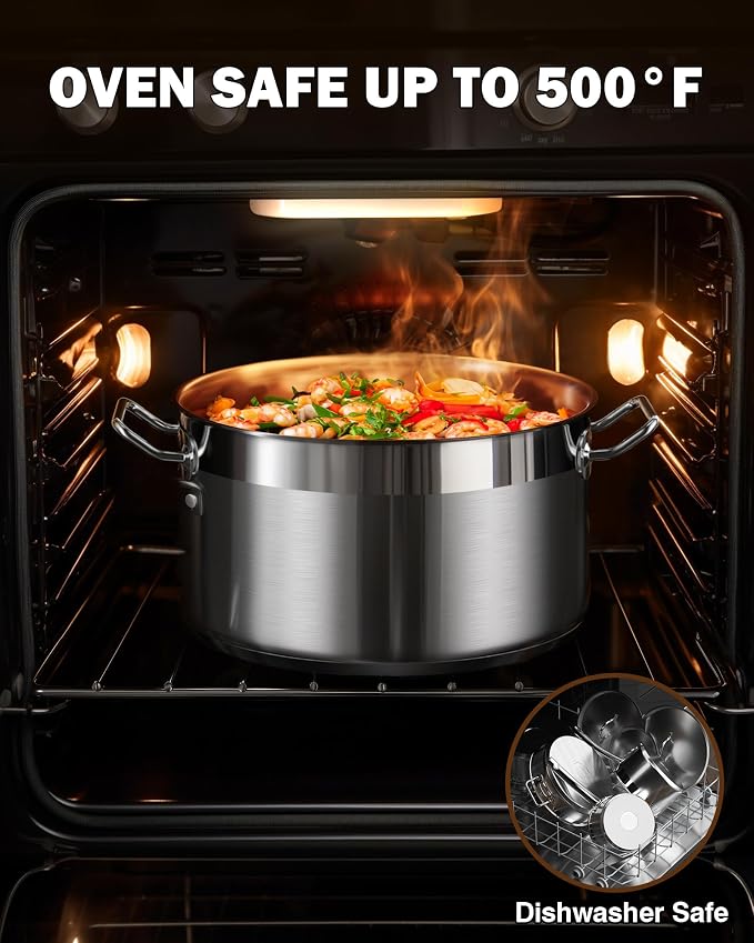Cooks Standard Professional 9 Quart Stock Pot, Stainless Steel Dutch Oven | Induction Cookware Dutch Oven for Pasta, Soup, Spaghetti, Oven Safe, Dishwasher Safe