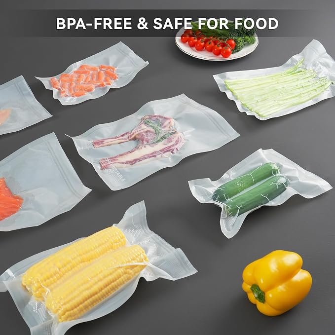 VestaEco Compostable Vacuum Sealer Bags for Food, 50 Quart 8" x 12" Precut | Heavy-Duty Embossed Vacuum Seal Bags for Food Saver, BPA-Free, for Storage, Meal Prep or Sous Vide