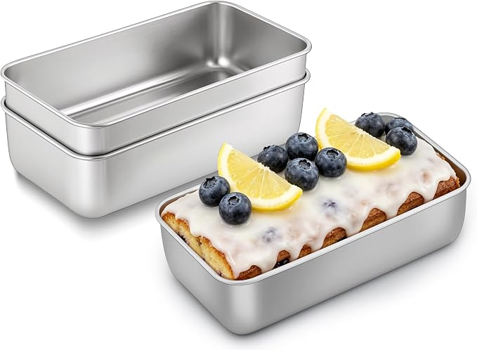 Homikit 3 Pack Stainless Steel Loaf Pans, 9x5 Inch Medium Bread Pan Set Non Toxic, Metal Meatloaf Tin for Baking Homemade Sandwich Sourdough Bread Pound Cake, Oven & Dishwasher Safe, Rust Free