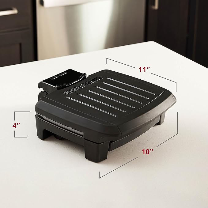 George Foreman Fully Submersible 4-Serving Grill | Dishwasher-safe grill with fast preheat, adjustable hinge and durable nonstick coating for family meals.