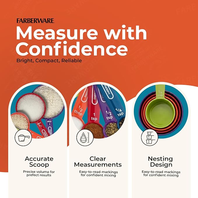 Farberware Color 9-Piece Measuring Cups and Spoons Set, Set of 9