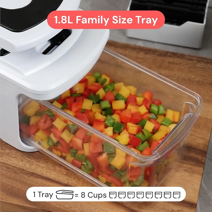 Fullstar Pro XL Vegetable Chopper & Mandoline Slicer w Pull-Out Catch Tray | 8 in 1 Veggie, Onion & Fruit Slicer, Dicer & Grater with Sharp Stainless Steel Blades - XL Food Prep Set (White)