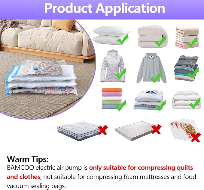 Travel Electric Vacuum Pump for Vacuum Storage & Seal Bags, Purple | Portable Vacpack Air Pump for Compression Clothing Blanket Luggage(Storage Bag Not Included)