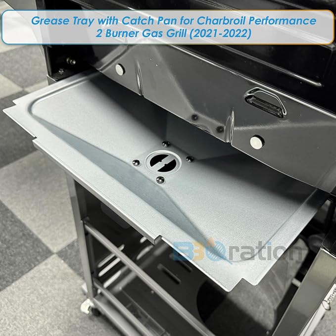 G325-5701-W1 Grease Tray with Catch Pan for Charbroil Performance 2 Burner 463630021 463660421 463630422 463660021 463655021, Drip Pan for Charbroil Grease Tray Replacement