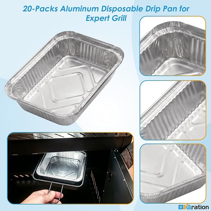 20-Pack Grease Pan Liner for Expert Grill 720-0789H 720-1049 720-0968 | Aluminum Drip Pan Liner for Expert Grill Parts 720-0789H for Expert Grill Grease Tray 720-1049