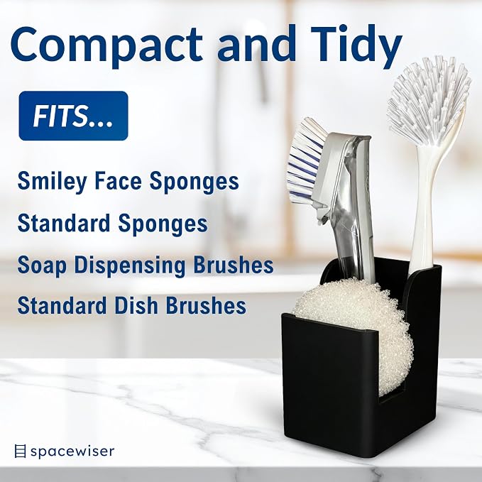 Silicone Sink Caddy – Sponge Dish Brush Holder for Kitchen Sink | Kitchen Sink Organizer, Sink Brush Holder, Sink Sponge Holder for Scrub Daddy, Scrub Mommy, Sponge & Kitchen Brush Holder