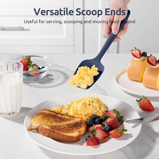 Heat Resistant Silicone Spatula Set: U-Taste 600ºF High Temp Seamless Food Grade Food Grade Flexible Rubber Silicon Kitchen Cooking Mixing Baking Scraper for Nonstick Cookware Set of 4 (Midnight Blue) | Food Grade Hot-Proof Seamless Rubber Scraper, Kit...