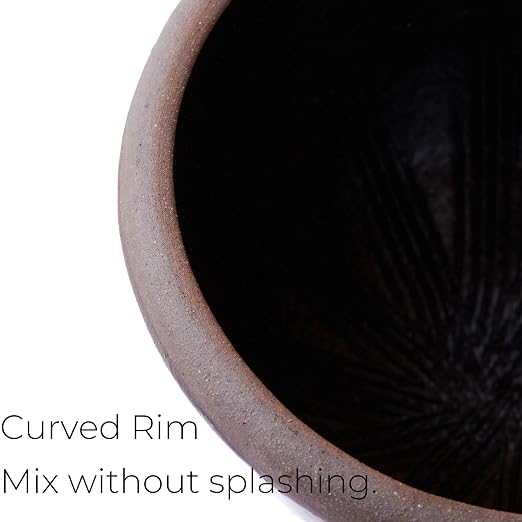 Thai Mortar and Pestle Set, Clay Bowl with Wooden Pestle | Small Traditional Set For Papaya Salad, Curry Paste, Herbs, Spices And Thai-Style Food Preparation