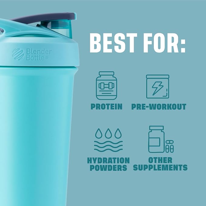 BlenderBottle Sport Sleek Stainless Steel Shaker Bottle 25 oz Seafoam