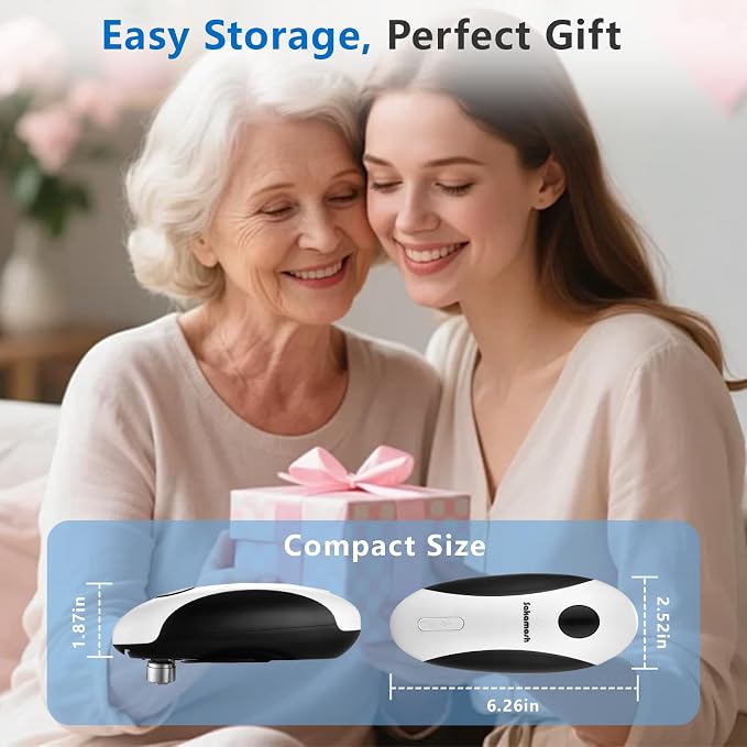 SAKAMOSH Rechargeable Electric Can Opener for Seniors | Cordless Rechargeable, One-Touch Operation, Smooth Edge, Perfect for Seniors, Arthritis, Fit Most Cans for Home Kitchen