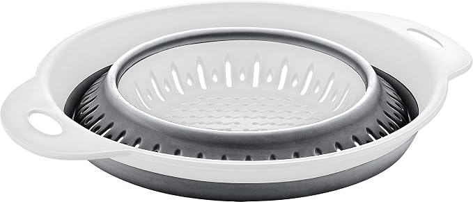 Collapsible Colanders (Strainers) for Fruit Vegetable Food Sizes 8" - 2 Quart (grey)