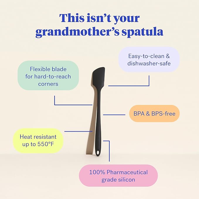GIR: Get It Right Silicone Kitchen Spatula - Non-toxic Cooking Utensils for Nonstick Cookware, Cooking and Baking, Skinny - 11IN - Black