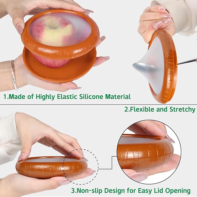 T-Raputa Avocado Saver and Tomato Holder - Set of 4 | Reusable Storage Containers,for half an avocado For Fridge, Ideal for Garlic, Onions, Lemons, and Potatoes