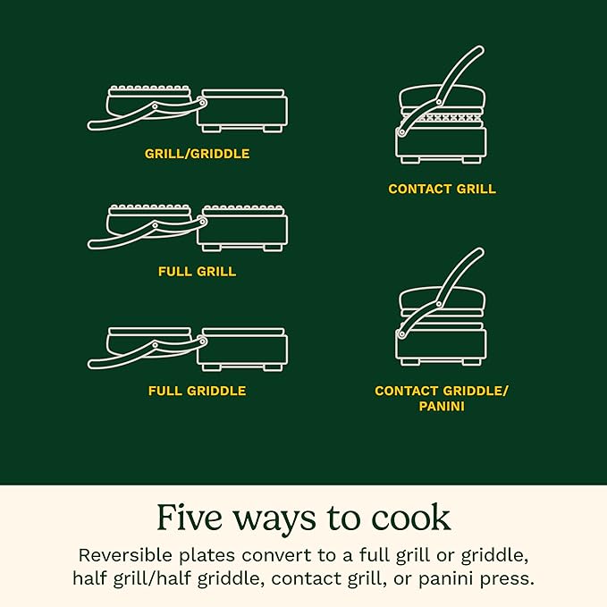 Cuisinart Electric Griddler FIVE Countertop Grill, Enjoy 5-in-1 Functions Including Panini Press, LCD Display, Wide Temperature Range, and Sear Function, Nonstick Plates, GR-5NAS, Stainless Steel